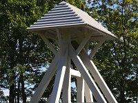 Typical wooden bell tower of Dutch village Mirns  Typical wooden bell tower of Dutch village Mirns : bell, bell tower, construction, historic, history, klokkenstoel, Mirns, monument, murns, no people, nobody, outdoors, outside, white, wooden