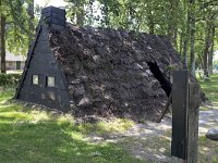 Reconstruction of Dutch sod house  Reconstruction of Dutch sod house : sod house, reconstruction, Dutch, Holland, Netherlands, Echten, house, primitive, cheap, simple, historic, history, historical, the past, outside, outdoor, nobody, no people, sod, sods, wooden, pump, Drenthe, roof, building, small