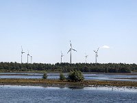 Bargerveen  Bog pool with wind farm in background, Bargerveen, Emmen, Drenthe, Netherlands : Bargerveen nature reserve, Bourtanger Moor-Bargerveen International Nature Park, color colour, Dutch Holland Netherlands, Europe European, horizontal, lake, marsh wetland, nature natural, nature reserve, nobody no people, rural landscape, water