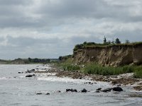 Cliff of boulder clay and beach  Fyns Hoves, Funen, Denmark : beach, boulder, boulder clay, boulders, cliff, cliffs, clouded, Denmark, Funen, high, Kattegat, sea, sky, surf, wave, waves