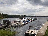 Jachthaven van Töcksfors  Yacht haven of Töcksfors, Dalsland, Sweden : color, colour, Europe European, harbour harbor, horizontal, jetty jetties, lake, marina, rural landscape, ship, Sweden Swedish, Tocksfors Dalsland, vessel, water, yacht haven