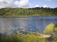 Noors meer met gezonken roeiboot  Norwegian lake with sunken wooden rowing boat, Halden, Norway : color, colour, Europe European, Halden, horizontal, lake, mountain, nature natural, Norway, rowing boat, rural landscape, Scandinavia Scandinavian, ship, sink sunken, summer, water, wooden vessel