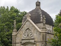 Monumental mausoleum Coopersburg, Akkrum, Friesland, Netherlands  Monumental mausoleum Coopersburg, Akkrum, Friesland, Netherlands : mausoleum Coopersburg, mausoleum, coopersburg, building, architecture, monument, monumental, historic, history, culture, dutch culture, gable, door, front door, art nouveau, 1906, Johan Schroder, no people, nobody, outside, Akkrum, Friesland, Netherlands, europe, european, state monument, national heritage site