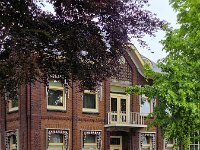 Former townhall of Dutch village Sellingen, Groningen, Netherlands  Former townhall of Dutch village Sellingen, Groningen, Netherlands : former townhall, townhall, village, building, architecture, monument, historic, gable, window, windows, door, front door, tree, trees, brickwork, sellingen, westerwolde, groningen, netherlands, holland, dutch, europe, european