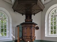 Interior with pulpit of historic church of village Sandfirden, Friesland, Netherlands  Interior with pulpit of historic church of village Sandfirden, Friesland, Netherlands : church, building, architecture, monument, historic, history, culture, destination, old, Sandfirden, Sudwest-Fryslan, Friesland, Fryslan, Dutch, Netherland, Europe, european, indoor, inside, interior, pulpit, window, windows, dutch culture, travel destination