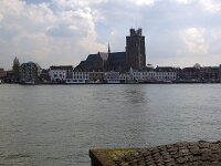 NL, Zuid-Holland, Dordrecht, Grote Kerk 5, Saxifraga-Roel Meijer  Shot from city Zwijndrecht across river Oude Maas. : cityscape, historic building, quay, ships, waterfront, white clouds, Big Church, blue sky, church, historic, landmark, medieval building, religion, Dordrecht, medieval, Oude Maas, river, skyline, travel, travel destinations, water